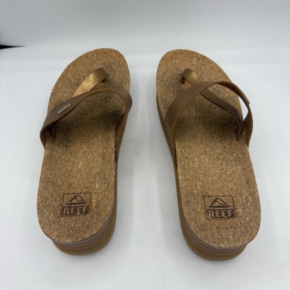 Reef Shoes Womens Size 11 Cushion Sol Hi Platform Sandals‎ Bronze Slide - Picture 6 of 10